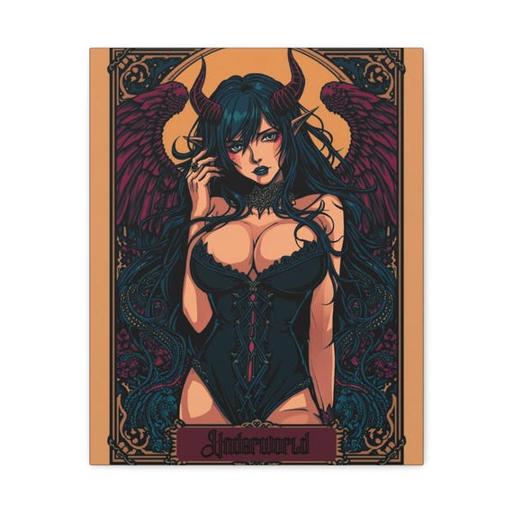 Dark Fantasy Canvas Art: Underworld Bloom Tarot - Gothic Home Decor