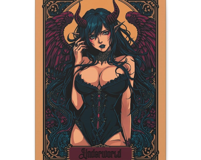 Dark Fantasy Canvas Art: Underworld Bloom Tarot - Gothic Home Decor