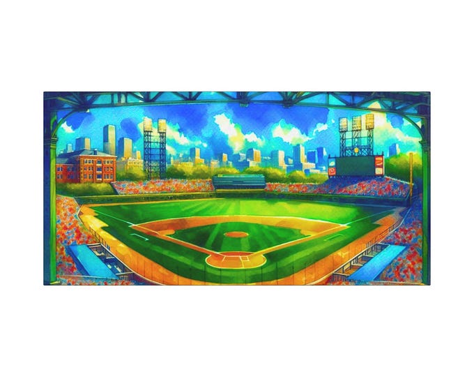 Baseball Stadium Canvas Wall Art: Sports Fan Man Cave Decor (30x15 Canvas Only)