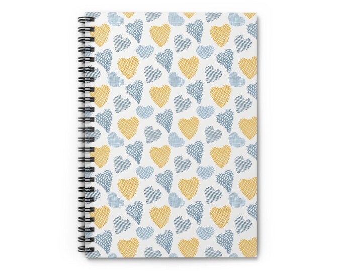 Hand-Drawn Hearts Spiral Bound Notebook | Spiral Ruled Journal
