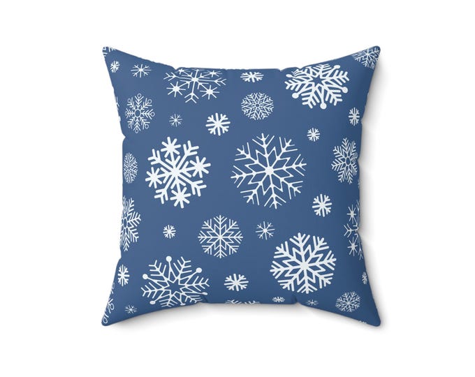 Snowflake Throw Pillow: Winter Holiday Home Decor (16x16)