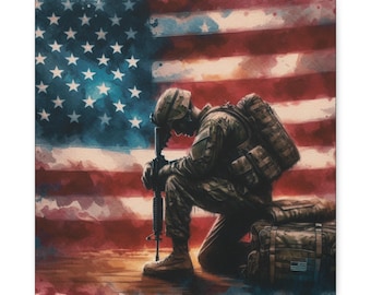 American Soldier Canvas Wall Art: Veteran Tribute, Military Home Decor