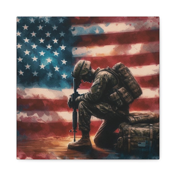 American Soldier Canvas Wall Art: Veteran Tribute, Military Home Decor