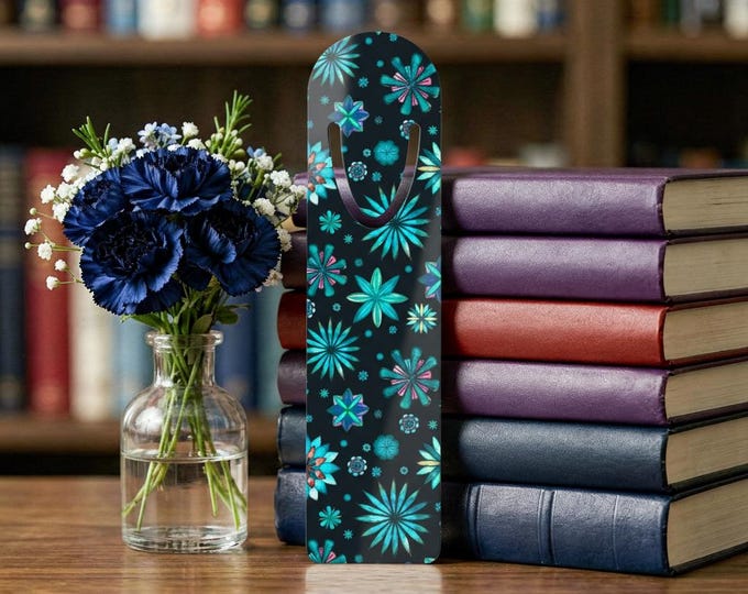 Teal Floral Paisley Bookmark | Aluminum Page Holder