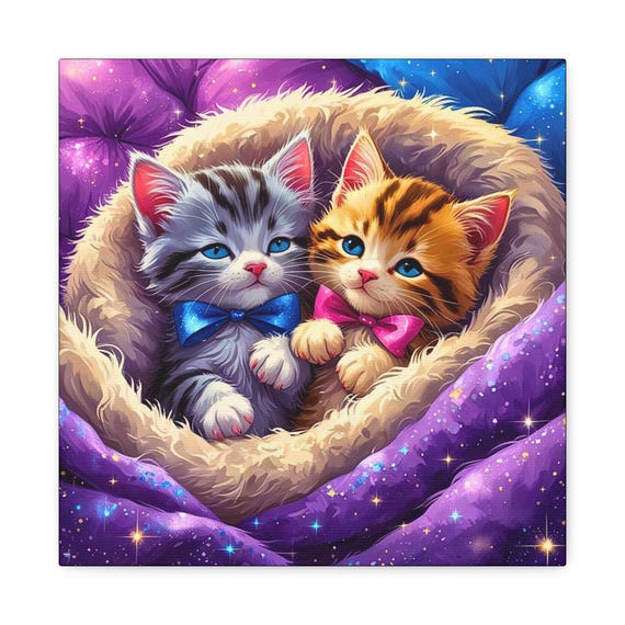 Adorable Kitten Selfie Matte Canvas Wall Artwork, Cute Kitten Wall Decor, Pet Lovers Gift, Animal Art, Cozy Decor, Cat Lover's Wall Art