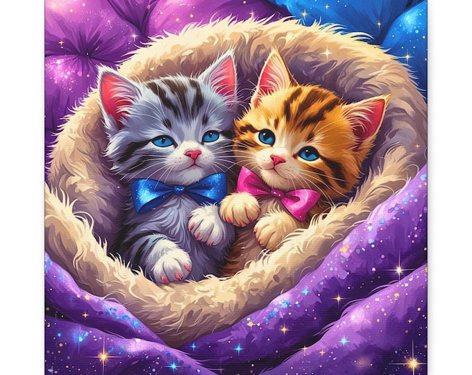 Kitten Selfie Matte Canvas Wall Art, Cat Lover Gift (14x14)