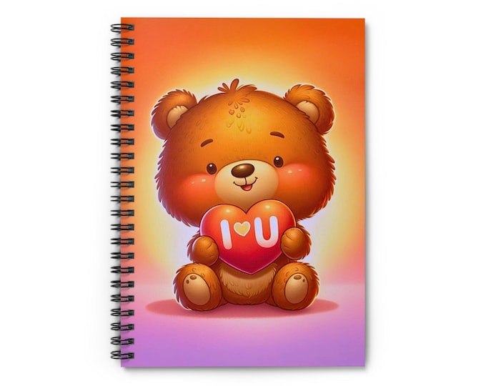 LoveBear Spiral Notebook: Adorable Lined Journal