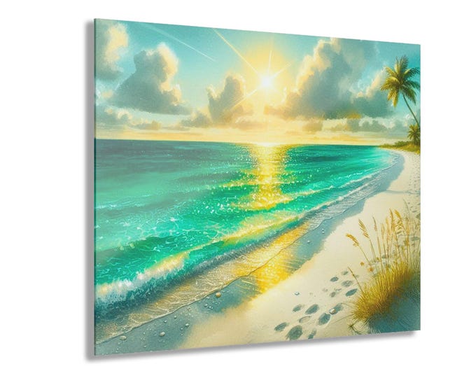 A Walk on Sunset Beach Acrylic Print | Ocean Seascape Home Accent
