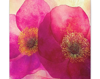 Pink Watercolor Poppy Artwork Canvas | Stretched Matte Wall Art