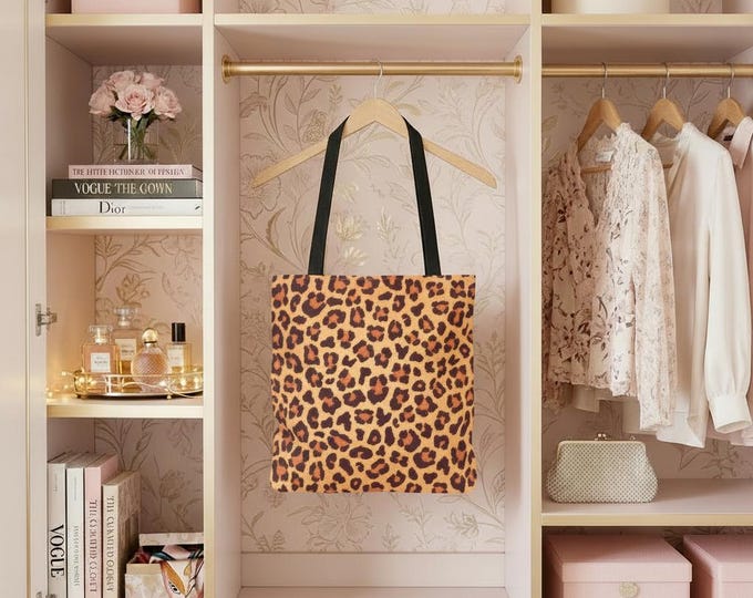 Leopard Pop Tote Bag: Eco-Friendly Polyester Shopping Bag