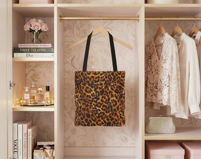 Leopard Print Hand Tote Bag, Reusable Shopping Bag