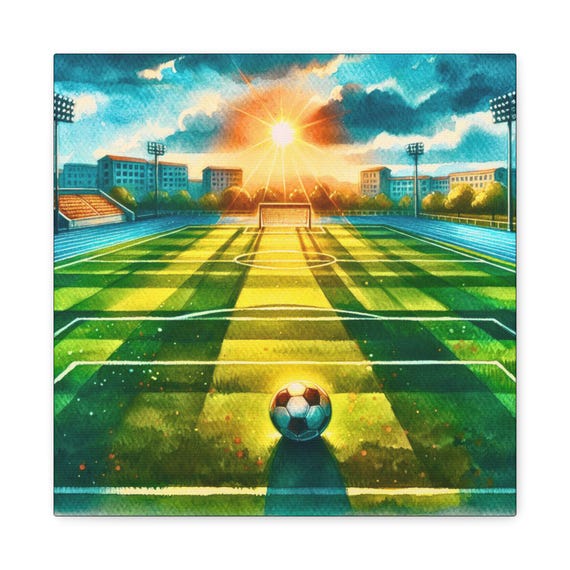 Soccer Field Canvas Art: Matte Finish, Sports Decor (14x14)