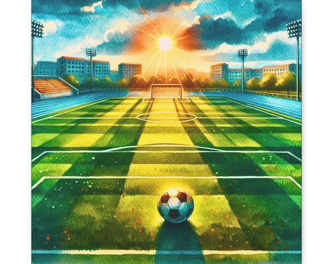 Soccer Field Canvas Art: Matte Finish, Sports Decor (14x14)