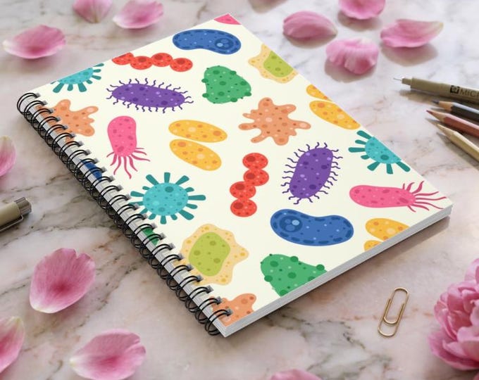 Colorful Microbe Pattern Spiral Notebook | Ruled Lined Journal