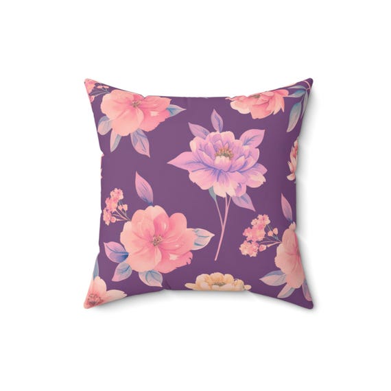 Pastel Floral Throw Pillow: Spun Polyester Accent Pillow, 16x16
