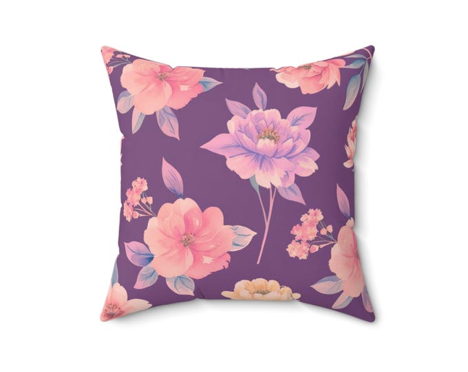 Pastel Floral Throw Pillow: Spun Polyester Accent Pillow, 16x16