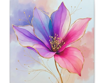 Pink Purple Watercolor Flower Matte Canvas