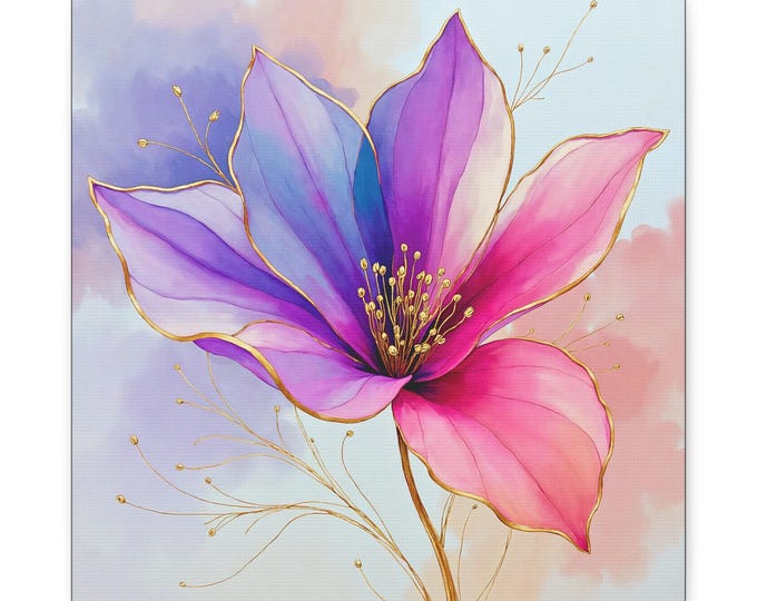 Pink Purple Watercolor Flower Matte Canvas