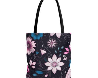 Ebony Carnation Floral Tote Bag: Colorful Carryall