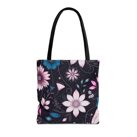 Ebony Carnation Floral Tote Bag: Colorful Carryall