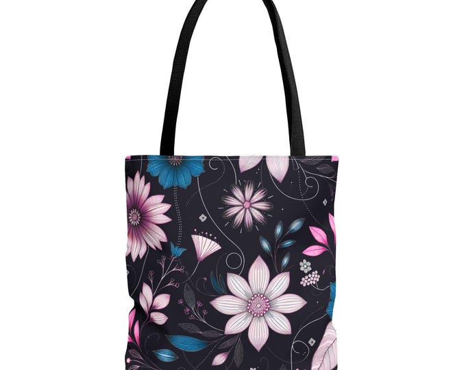 Ebony Carnation Floral Tote Bag: Colorful Carryall