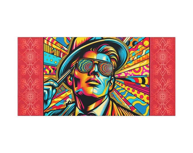 Psychedelic 'Strike A Pose' Canvas Art: Retro Home Decor (30x15)