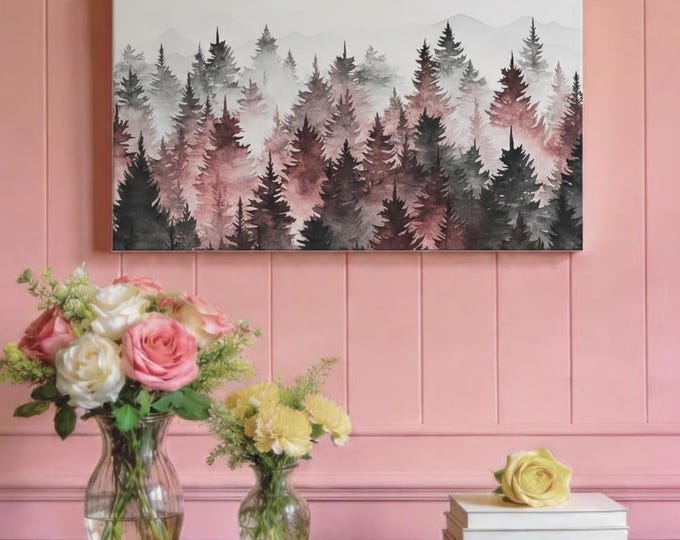 Watercolor Forest Abstract Landscape Matte Canvas