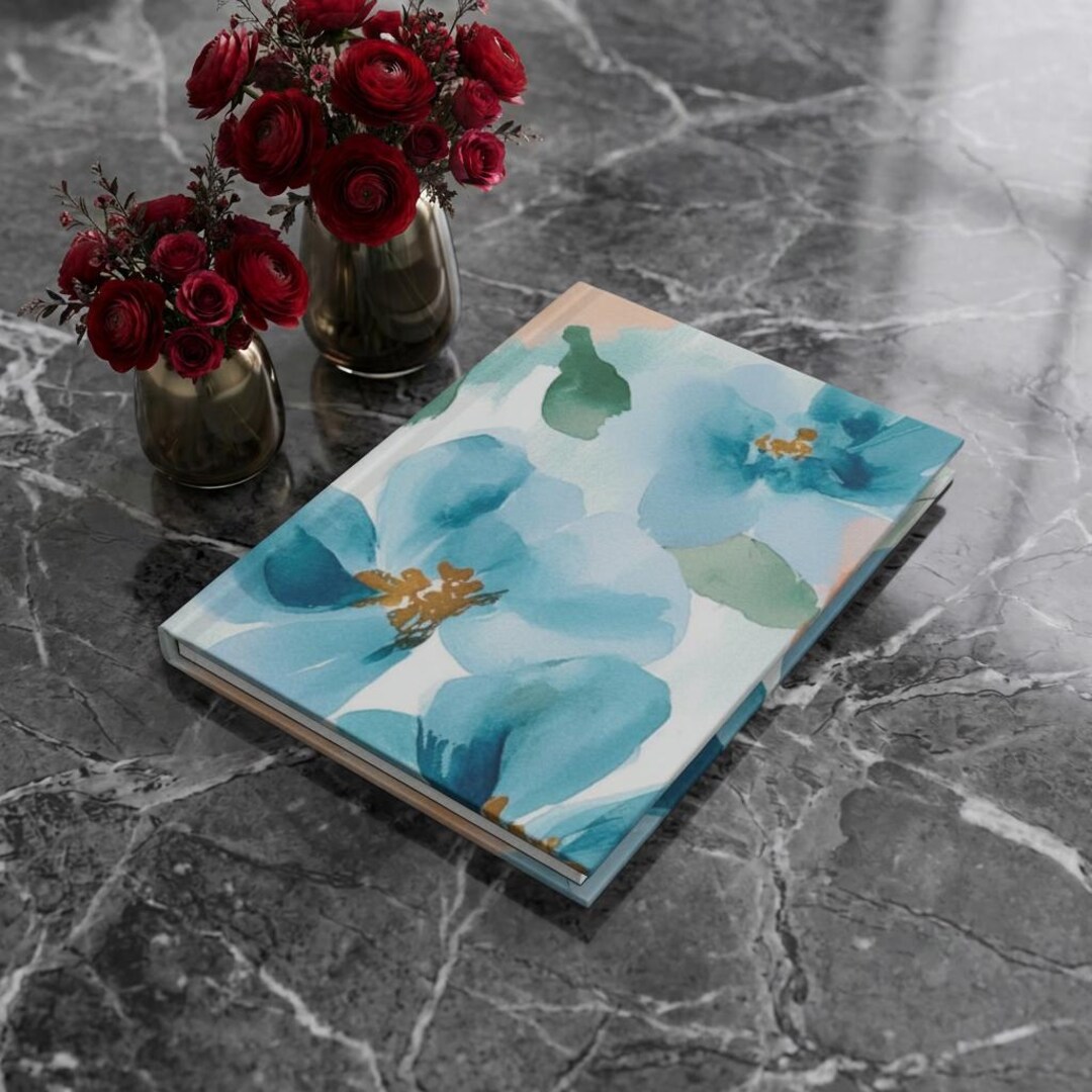 Blue Floral Watercolor Hardcover Journal | Matte Notebook, Floral ...