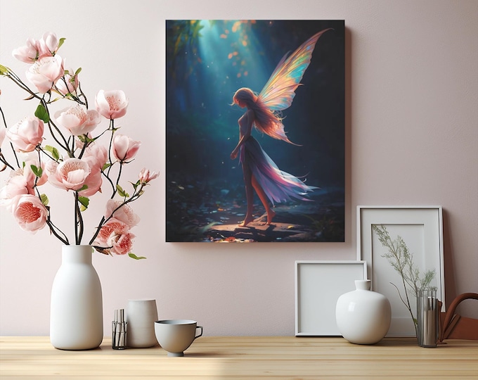 Fairy Canvas Wall Art: Whimsical Fantasy Glade, Nature-Inspired Decor