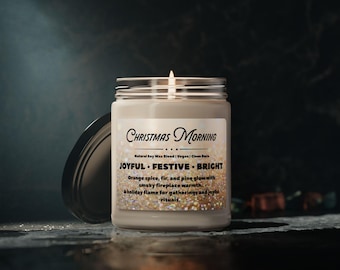 Christmas Morning Natural Soy Wax Candle Jar 9oz | Spiced Pine Scent | Hand Poured | Vegan