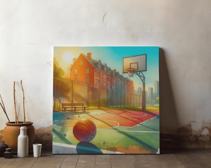 Ground Zero Basketball Canvas Art: Courtside Prismatic Accent