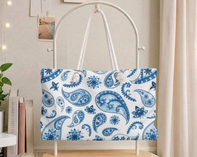 Paisley Sapphire Weekender Bag | Nautical Floral Travel Tote