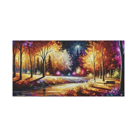 Autumn Glow Canvas Art: Cozy Fall Landscape (30x15)