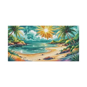 Tropical Paradise Beach Canvas Wall Artwork, Ocean Wall Decor, Summer Vibe Home Decoration, Coastal Living Room Wall Art, Beach Holiday Gift