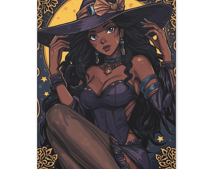 Moonspell Witch Canvas Art: Supernatural Home Decor, Halloween Wall Hanging