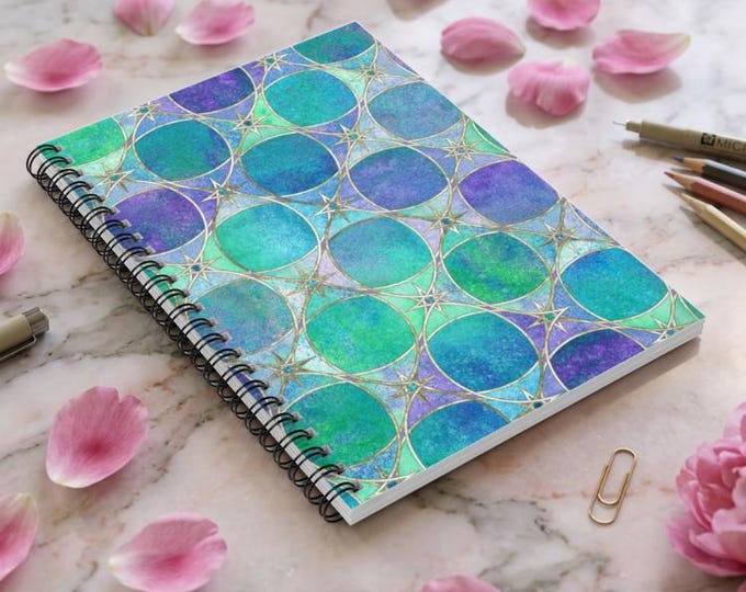 Opalescent Spiral Notebook: Artistic School Journal with Pocket