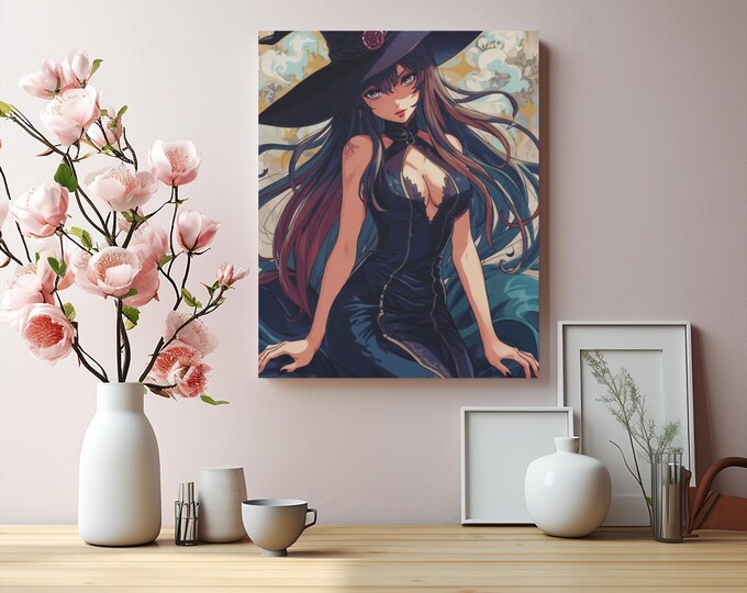 Bewitched Matte Canvas Wall Art: Abstract Witch Decor, 16x20