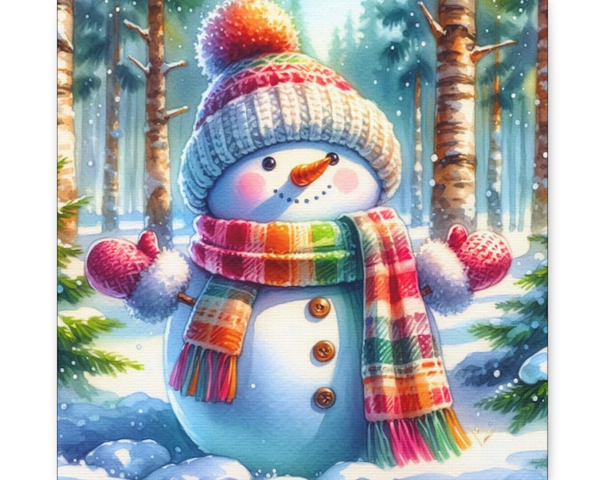 Snowman Canvas Art: Winter Holiday Decor (14x14)