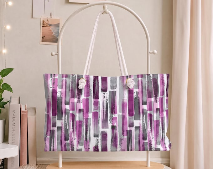 Orchid Brick Weekender Bag | Purple & Grey Watercolor Travel Tote