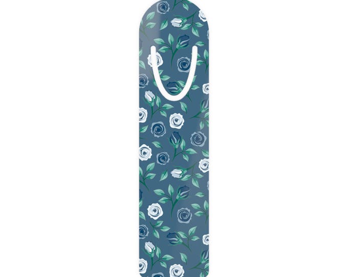 Blue Rose Pattern Bookmark | Floral Metal Bookmark