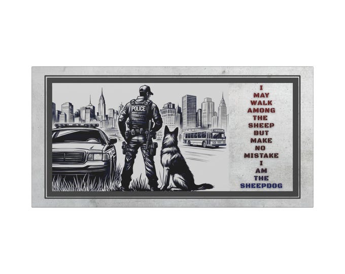 Sheepdog Law Enforcement Canvas Art: Police Officer Gift, Brother in Blue Decor
