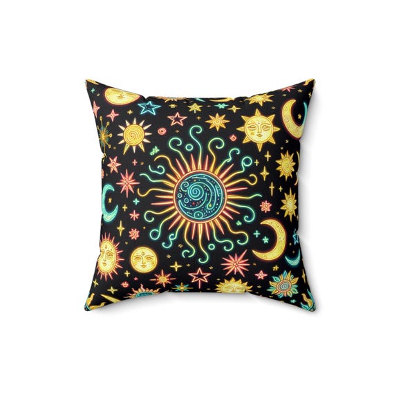 Celestial Galaxy Pillow: Boho Cosmic Decor - 16x16 Spun Polyester