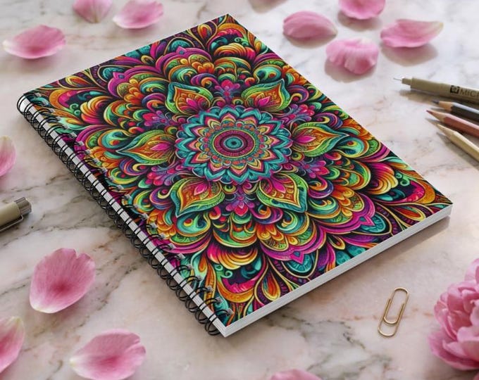 Mandala Spiral Notebook: Bohemian Journal, Artistic Notepad (6" x 8")