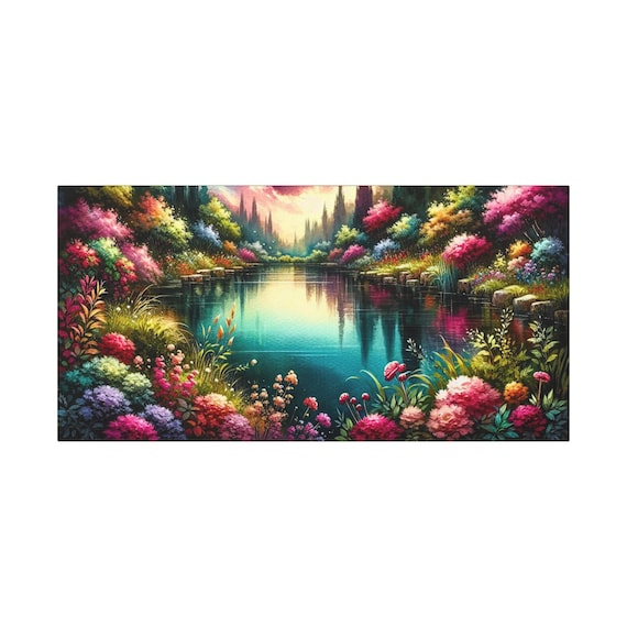 Gardenia Floral Landscape Canvas Wall Art: Nature Home Decor (30x15)