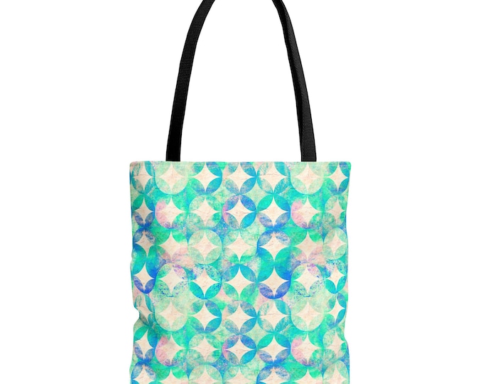 Mermaid Geometric Hand Tote Bag - Stylish Reusable Shopping Bag