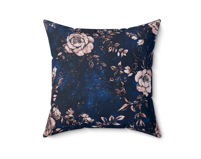 Sapphire Ice Flora Spun Polyester Square Pillow - Modern Cushion for Living Room