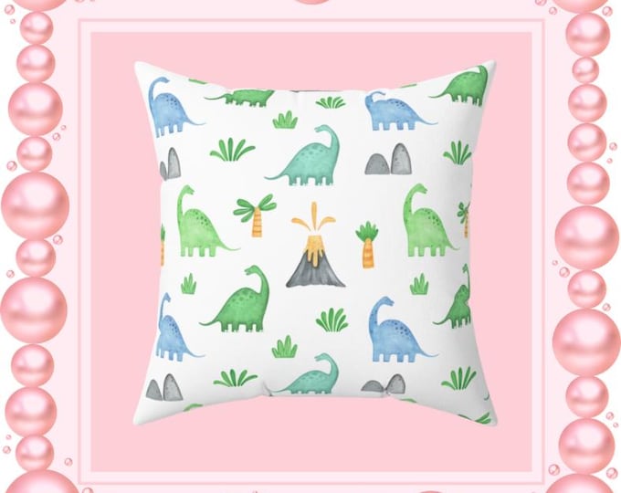 Dino Dinosaurs Spun Polyester Pillow | Square Decorative Pillow