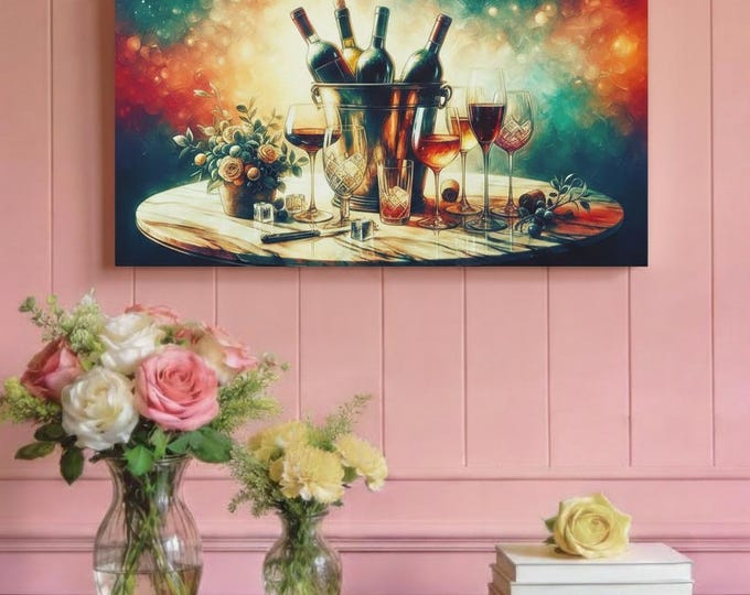 Wine Celebration Canvas Wall Art: Festive Home Decor, Gift for Wine Lovers
