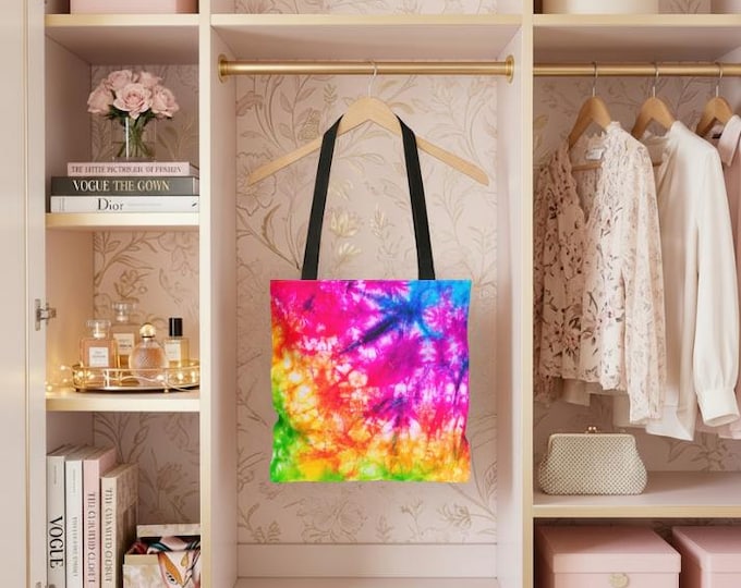 Rainbow Tie Dye Tote Bag | Colorful Spiral Pattern
