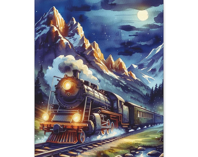 Steam Train Canvas Wall Art: Vintage Locomotive Railroad Sketch